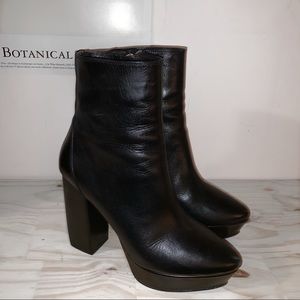 The Kooples Platform Heeled Black Leather Boots EU 40